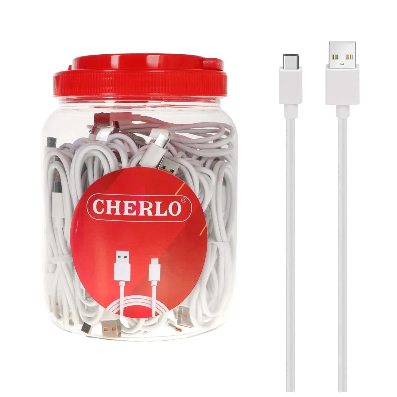 کابل شارژ 1.1 متری فست CHERLO Type-C مدل CH-TCK02 – سفید (بسته 40 عددی) SMO