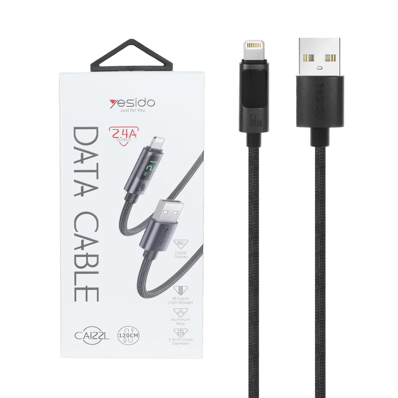 کابل شارژ 1.2 متری فست آیفون Yesido مدل CA122L 12W – مشکی (گارانتی 18 ماه تعویض نیکان همراه)