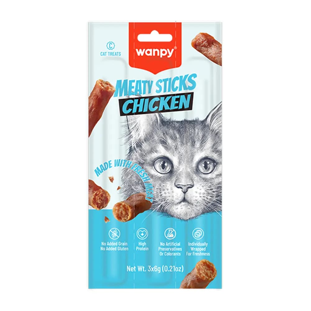 تشویقی مدادی گربه با طعم مرغ ونپی – Wanpy Chicken Sticks
