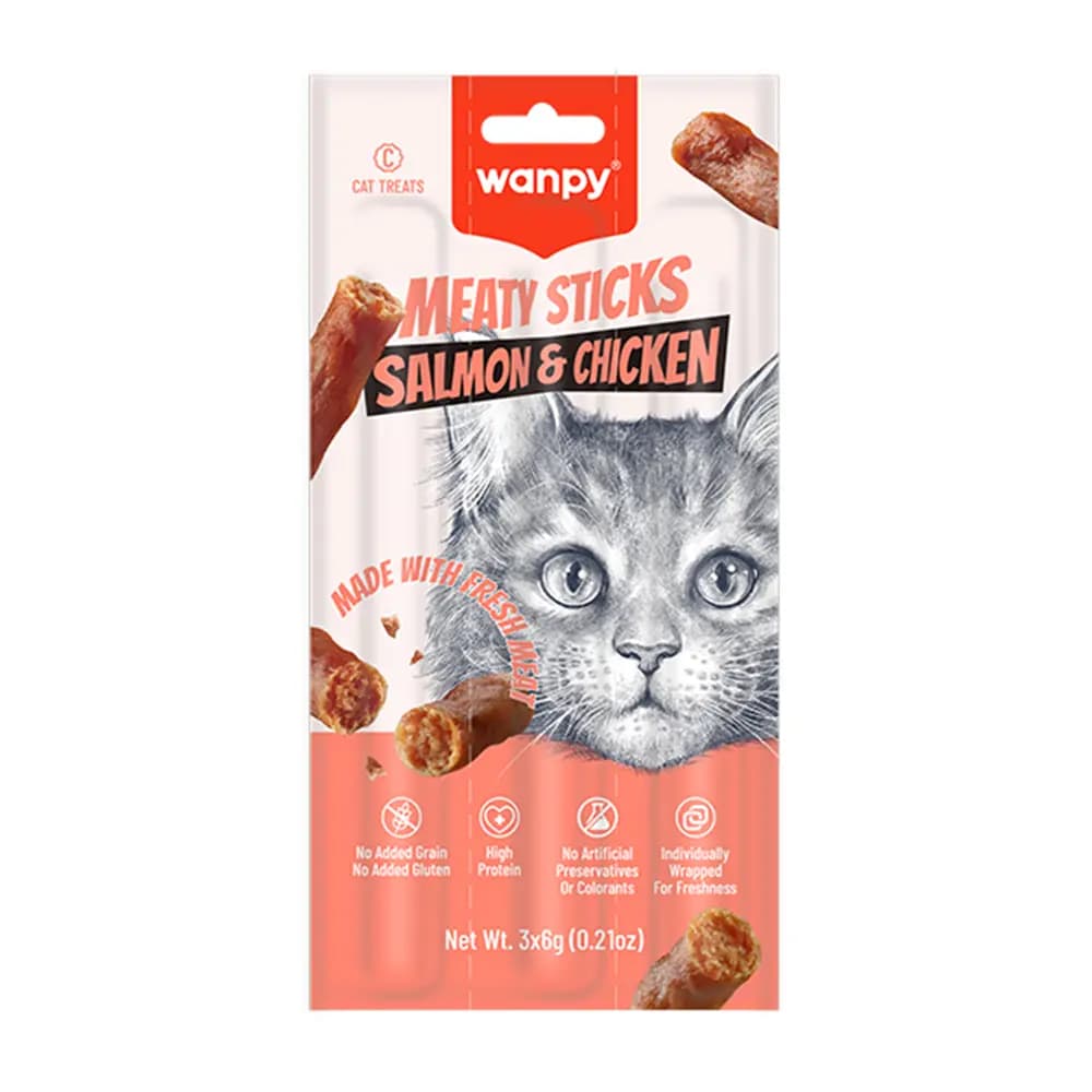 تشویقی مدادی گربه با طعم سالمون و مرغ ونپی – Salmon Chicken Sticks
