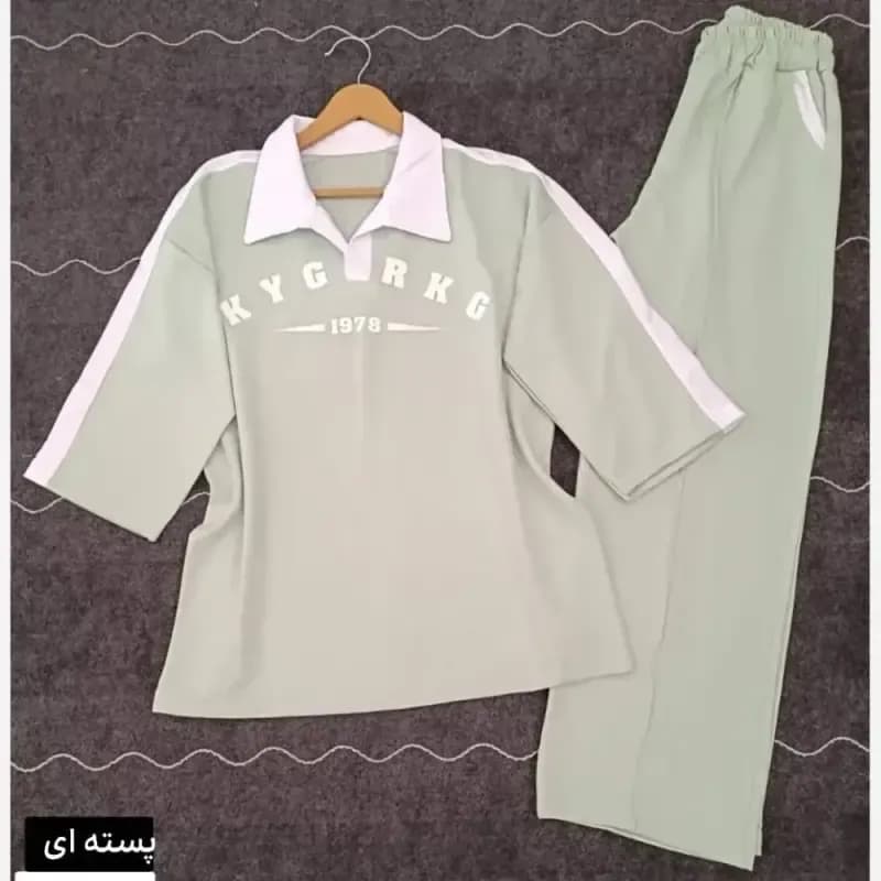 ست شومیز شلوار مارال یقه دار دو جیب آستین سه ربع — تصویر ۸