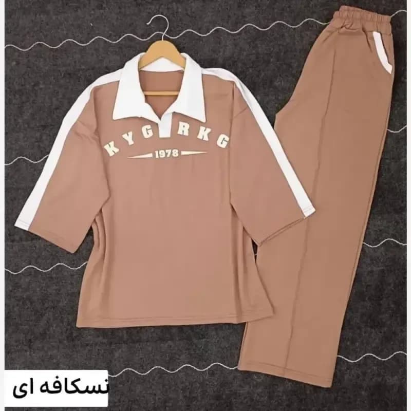ست شومیز شلوار مارال یقه دار دو جیب آستین سه ربع — تصویر ۴