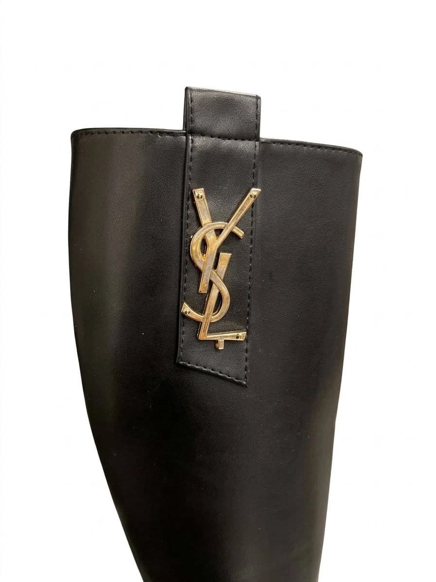 بوت ساق بلند زنانه مشکی زیپ دار مدل | YSL — تصویر ۳