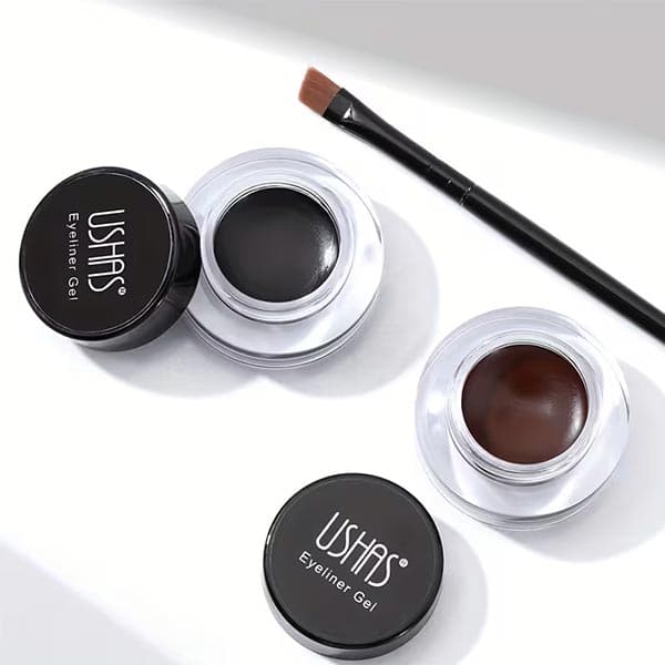 پک خط چشم ژله ای دو قلو یوشاس (USHAS black & Brown Eyeliner Gel Long Lasting Waterproof) — تصویر ۳