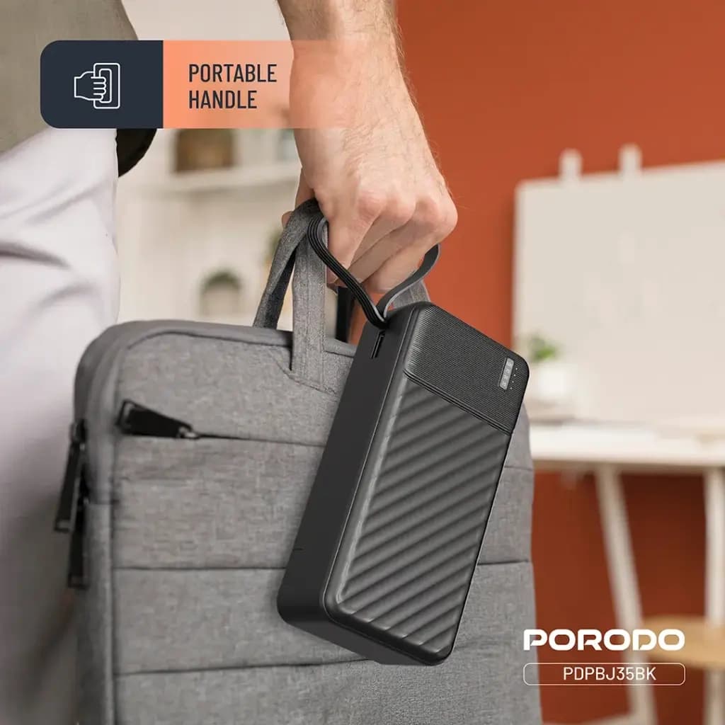 پاوربانک پرودو مدل Porodo Piano 30000mAh Power Bank with Integrated Cables PDPBJ35BK — تصویر ۶