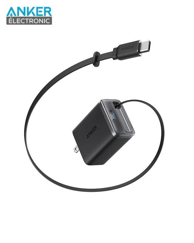 شارژر دیواری 35 وات انکر Anker Nano Charger 35W A2658 پلاگ دوپین ایران + کابل خود جمع شونده — تصویر ۷