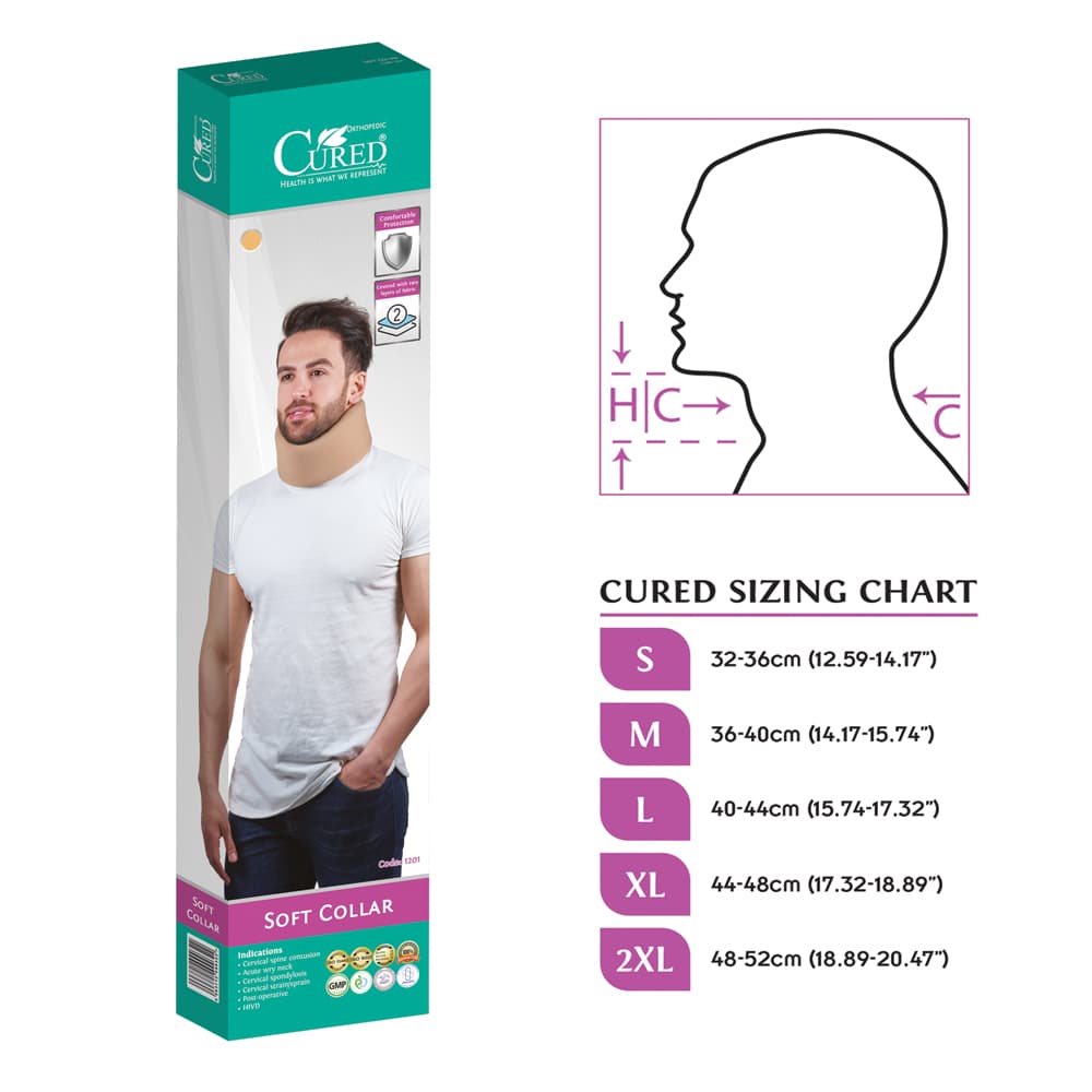 گردن بند طبی نرم ( کولار نرم در سه ارتفاع) کیورد CURED — تصویر ۳