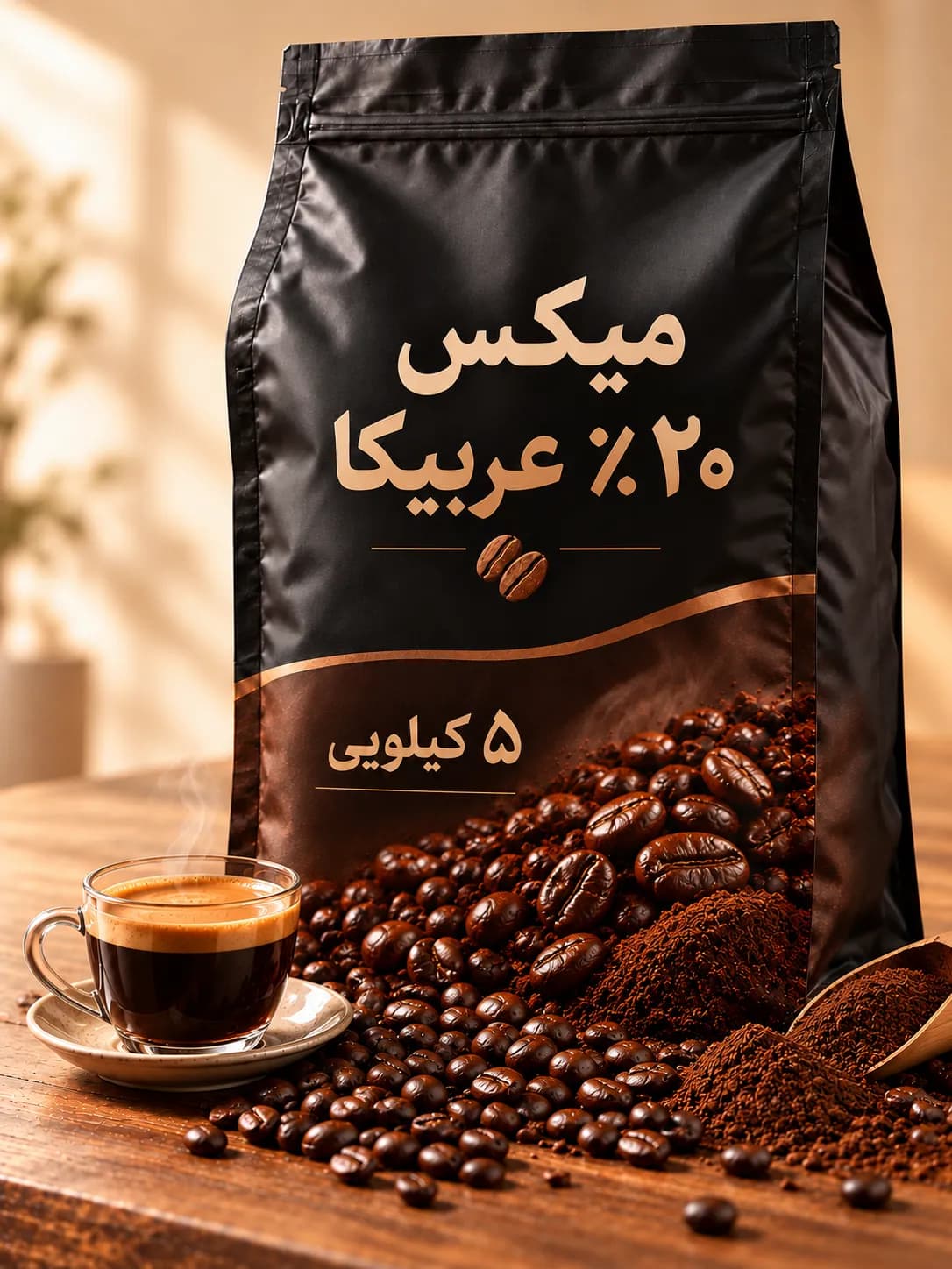 قهوه میکس ۲۰٪ عربیکا ۵ کیلویی