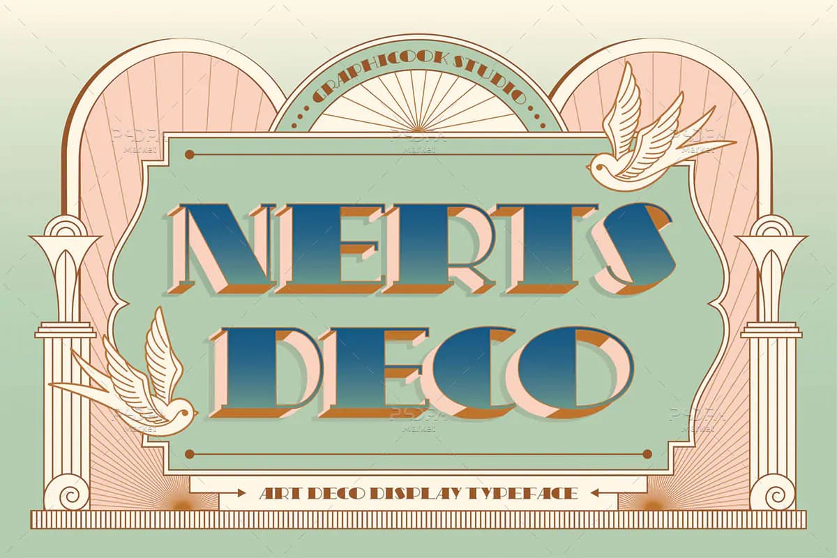 فونت دکوراتیو و تزئینی کلاسیک Gc Nerts Deco