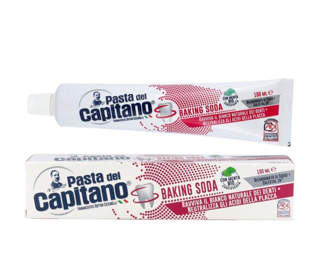 (اصلی ایتالیا/100میل) خمیر دندان پاستا دل کاپیتانو مدل سفید کننده ملایم Pasta del Capitano BAKING SODA