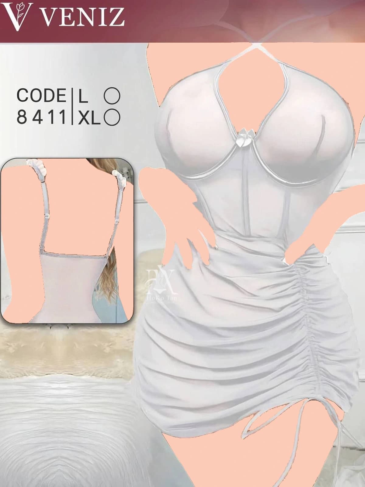 لباس خواب عروس فنردار ونیز کد 8411 — تصویر ۸