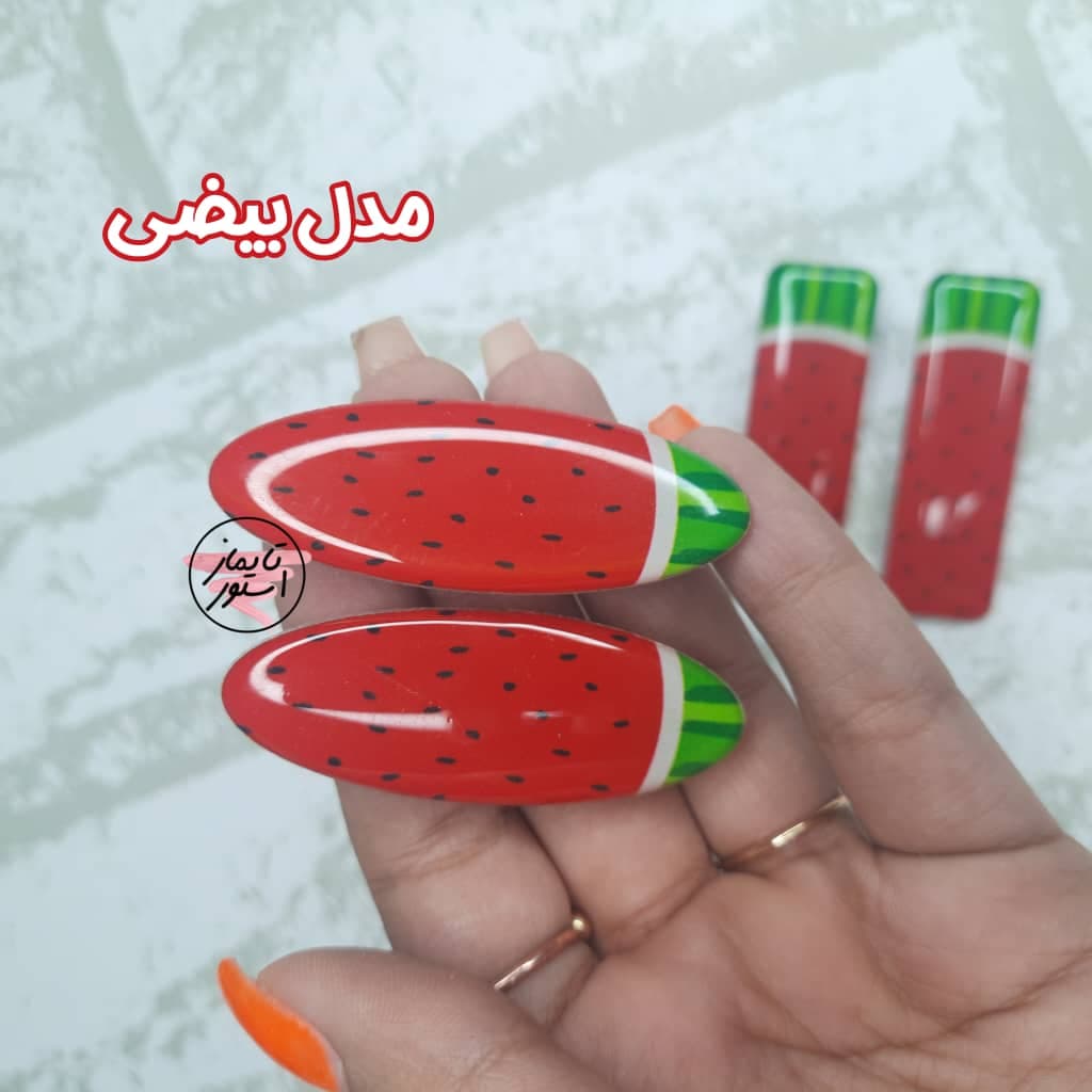 گیره مو یلدایی مدل هندوانه ای جفتی — تصویر ۵