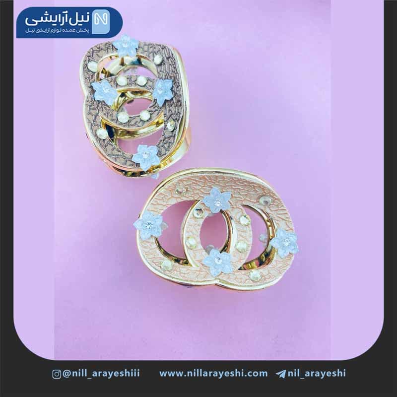 کلیپس مو نگینی گل دار طرح چنل کد 54322 — تصویر ۲