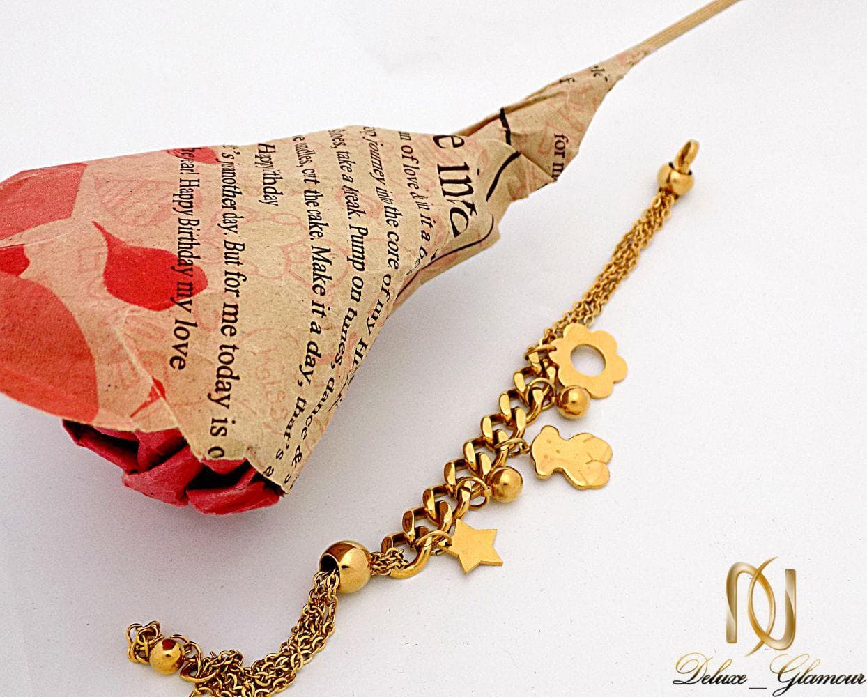 دستبند زنانه طرح طلای آویز دار با روکش آب طلای 18 عیار ds-n227 — تصویر ۲