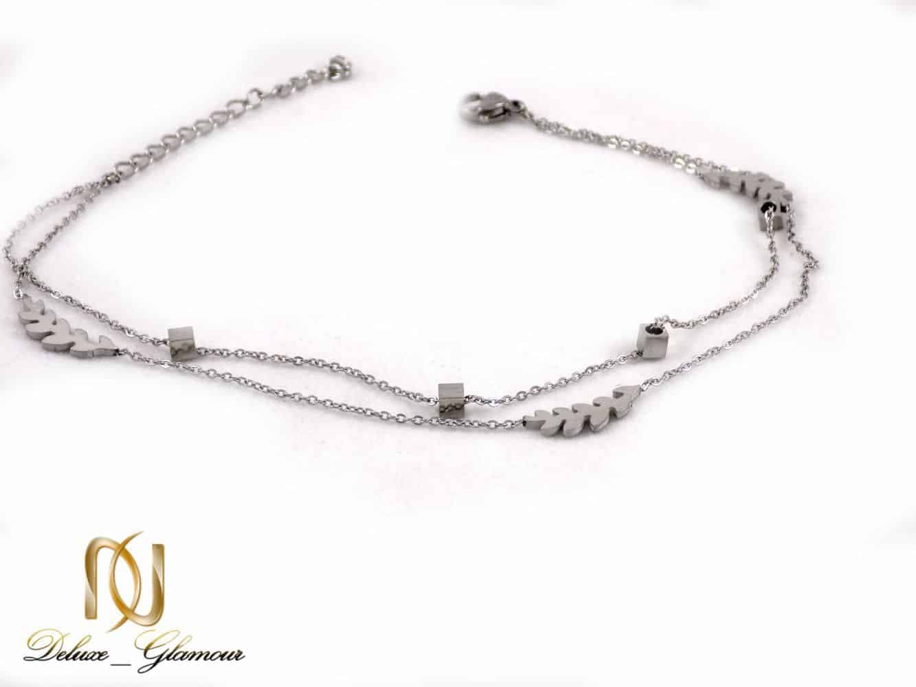 پابند دخترانه استیل دو لاینه طرح خوشه و مهره مکعب pa-n104