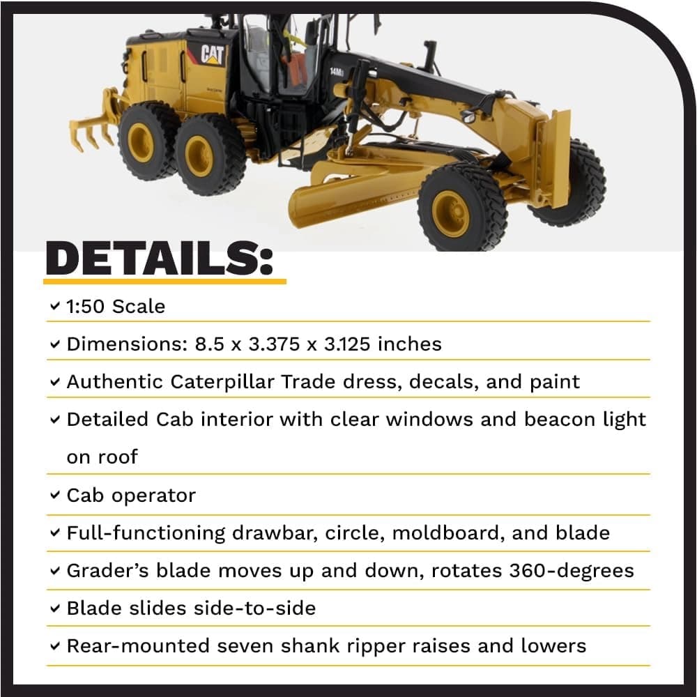 ماکت گریدر CAT 14M3 | Diecast Masters 85545 | مقیاس 1:50 — تصویر ۲