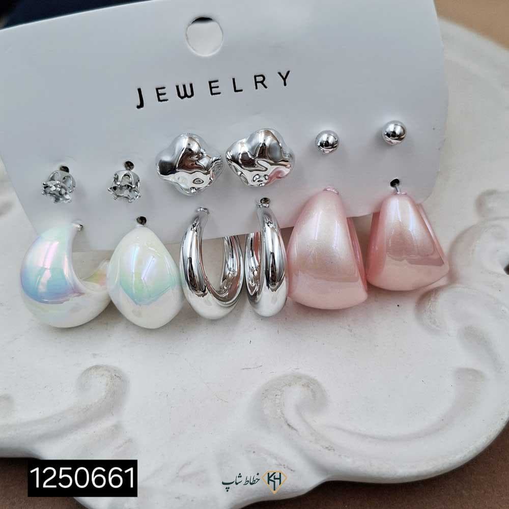 گوشواره پینترستی_ابنباتی پکی 6جفتی (طرح3) — تصویر ۲