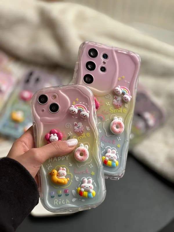 قاب عروسکی خرگوش برجسته Happy Rabbit گوشی سامسونگ مدل A34 — تصویر ۲
