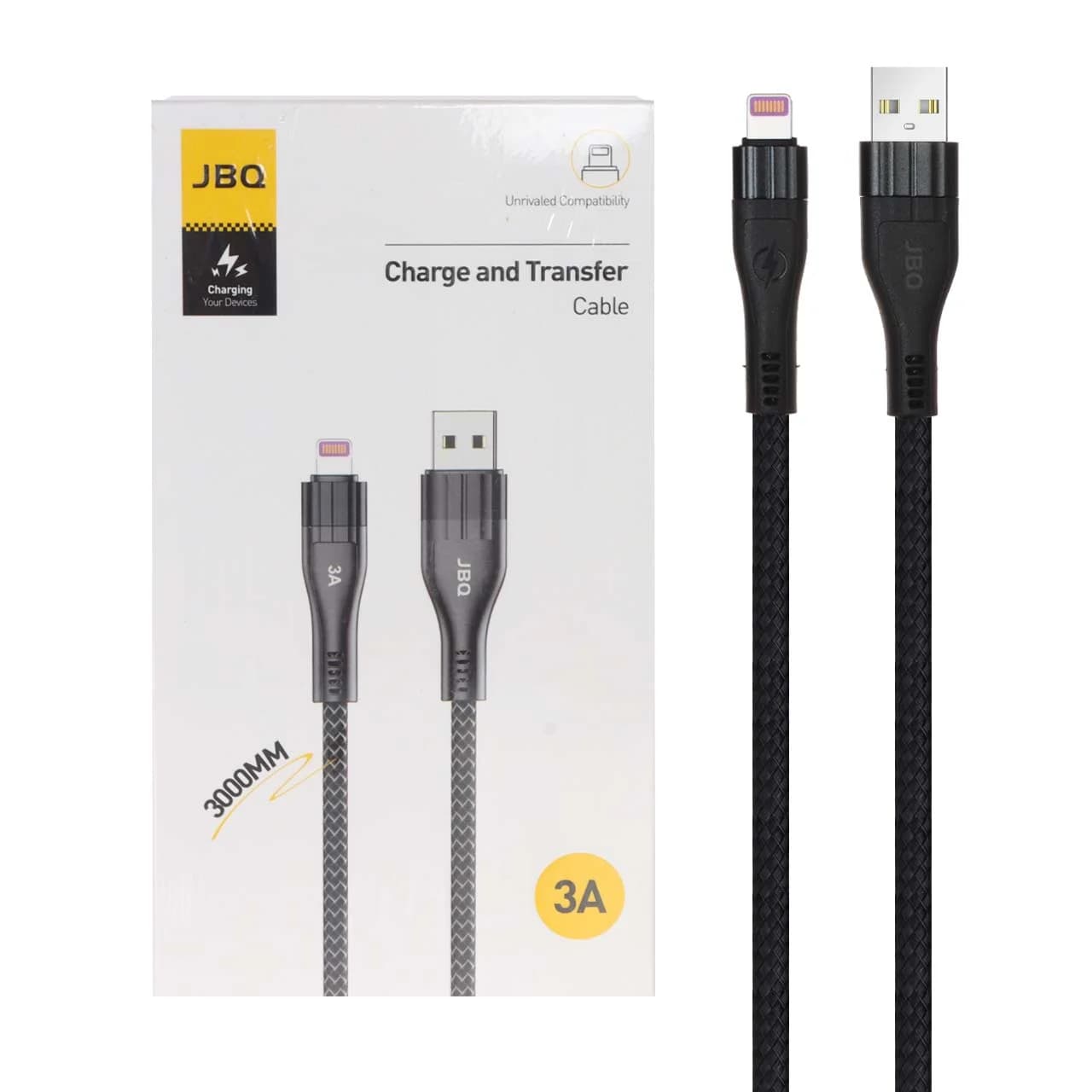 کابل شارژ 3 متری فست آیفون JBQ مدل CA-3010i – مشکی (گارانتی یکساله رصاصی)