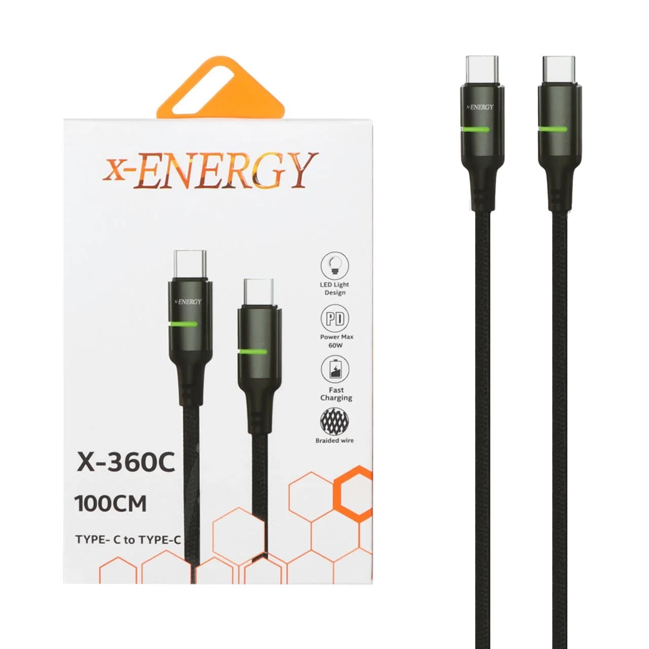 کابل شارژ PD و فست X-Energy Type-C To Type-C مدل X-360 C 60W – مشکی (گارانتی IPM)