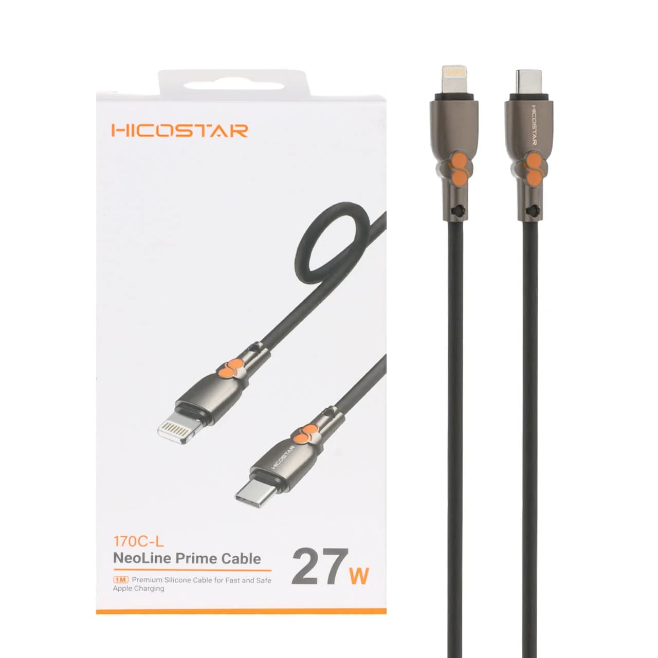 کابل شارژ فست و Hicostar Type-C to Lightning PD مدل 170C-L 27W – مشکی