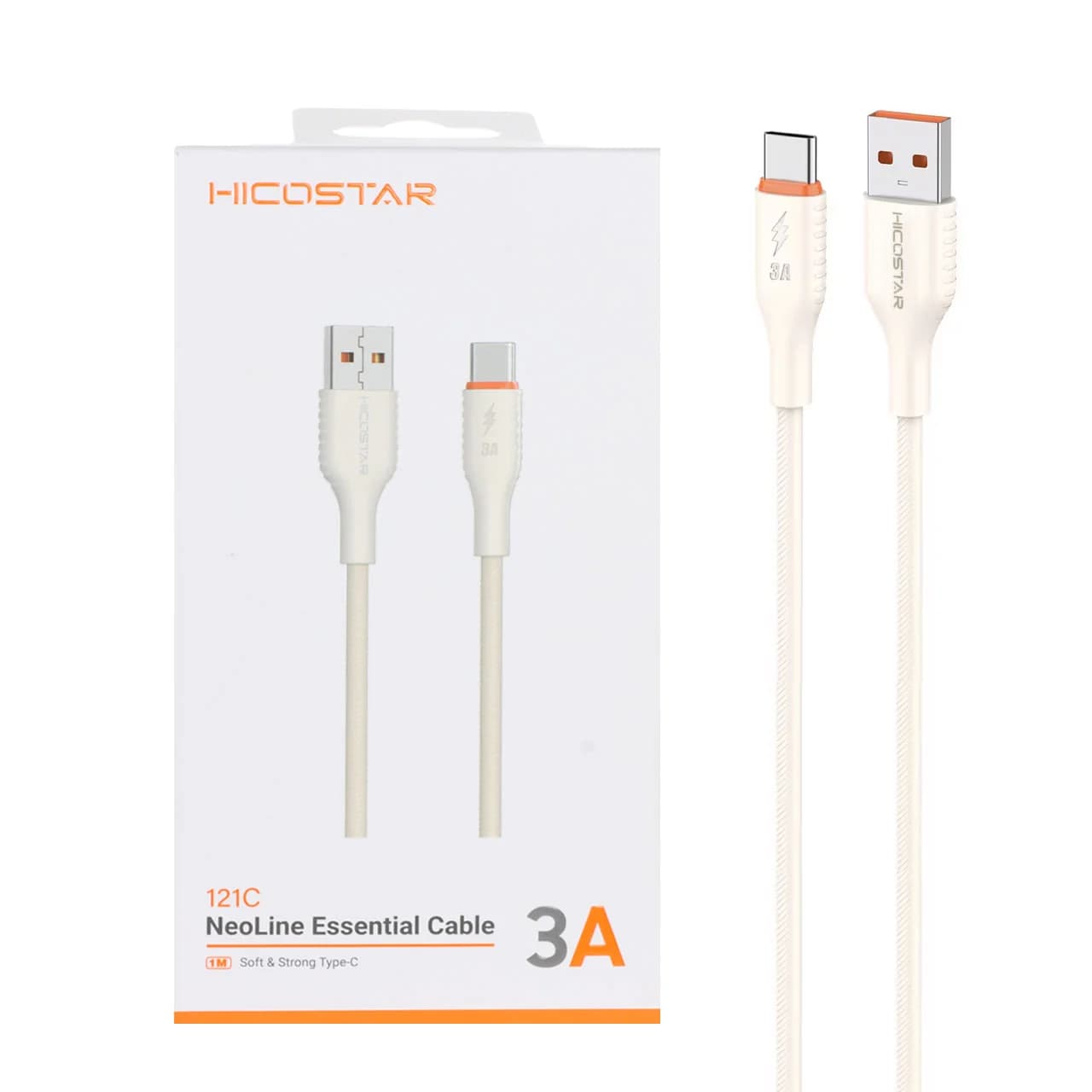 کابل شارژ فست Hicostar Type-C مدل 121C – کرم