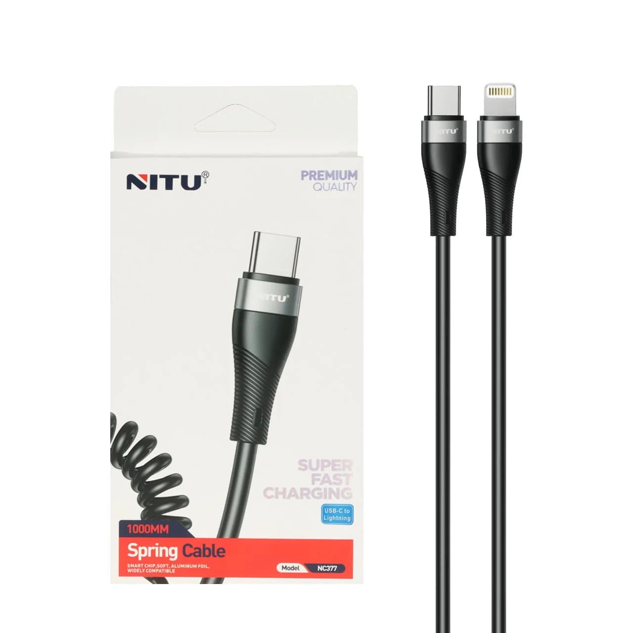 کابل شارژ فست Nitu Type-C To Lightning مدل NC377 – مشکی (گارانتی 18 ماه تعویض نیکان همراه)