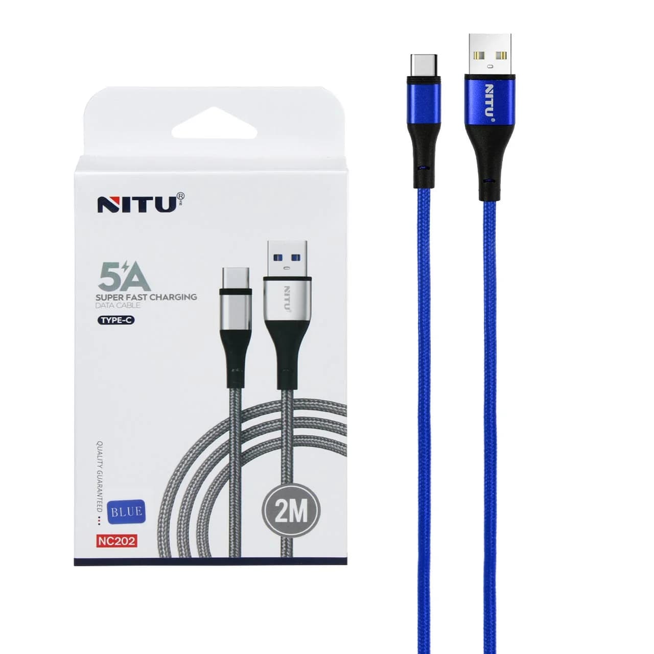 کابل شارژ فست 2 متری NITU Type-C مدل NC202 – آبی (گارانتی 18 ماه تعویض نیکان همراه)
