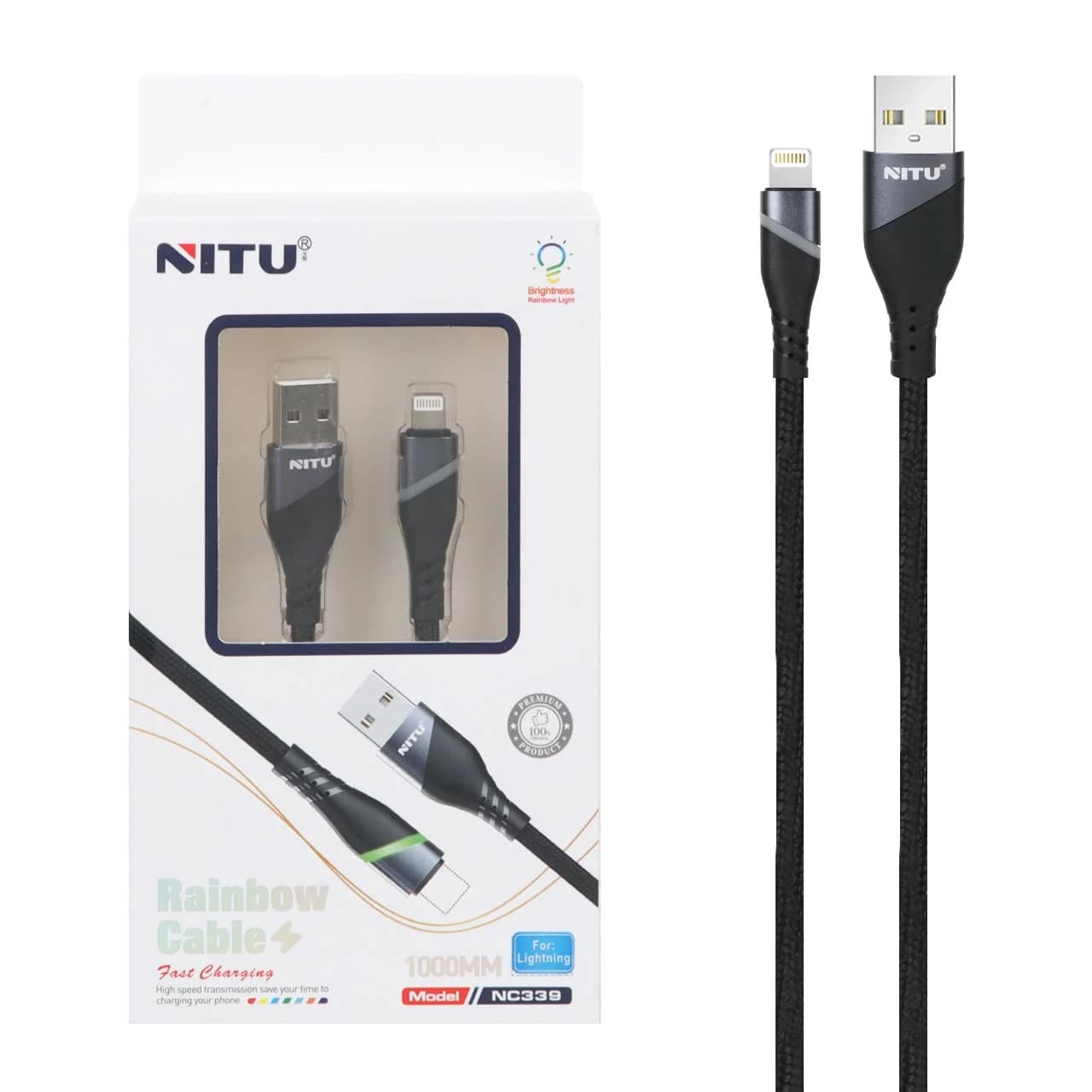 کابل شارژ آیفون NITU مدل NC339 – مشکی (گارانتی 18 ماه تعویض نیکان همراه)