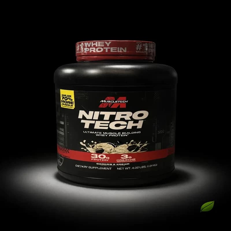 پروتئین وی نیتروتک ماسل تِک کوکی کرم ۱۸۱۰۰ گرمی (۱.۸۱ کیلوگرم) | MuscleTech Nitro-Tech Whey Protein Cookies & Cream 1810g — تصویر ۳
