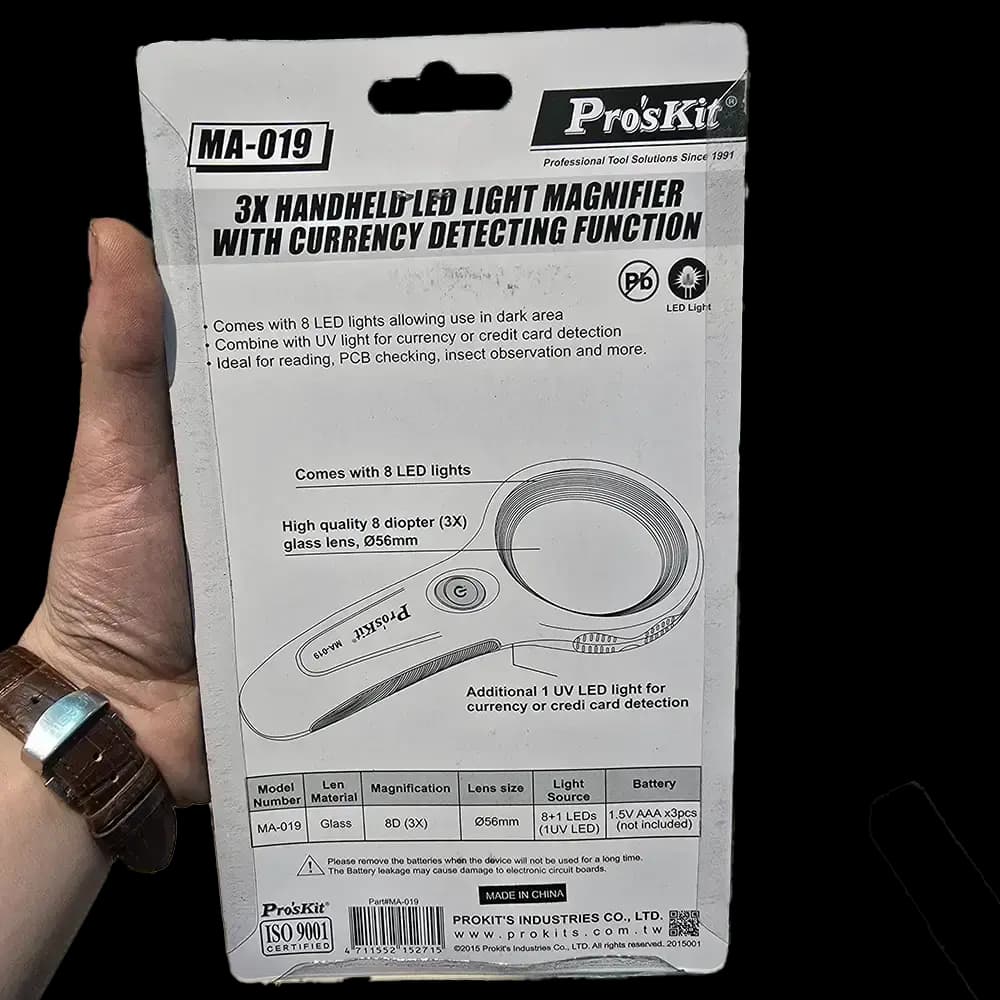 ذره بین دستی چراغ دار پروسکیت مدل Proskit MA-019 — تصویر ۳