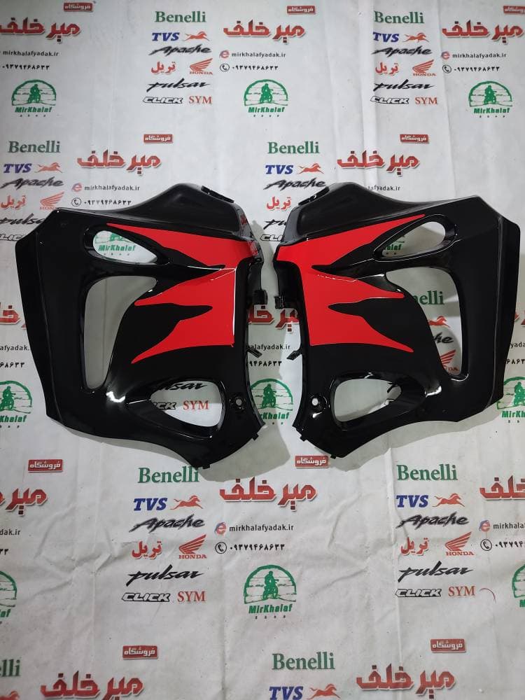 قاب (کاور فلاپ باله) بغل باک موتور تریل gy جی وای نامی 2 دو اگزوز مشکی اصلی (جفتی)