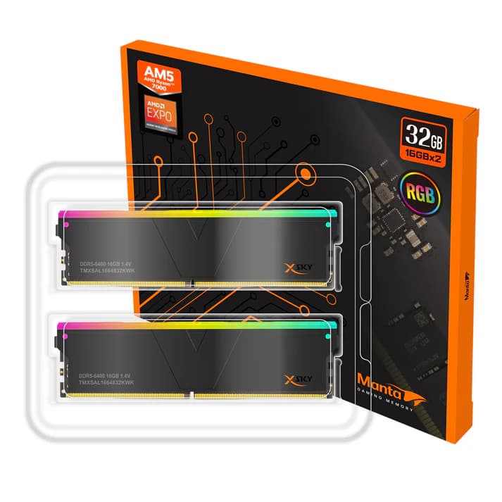 رم وی کالر V-COLOR XSKY RGB 32GB 6000MHz CL36 Expo دو کاناله مشکی — تصویر ۳
