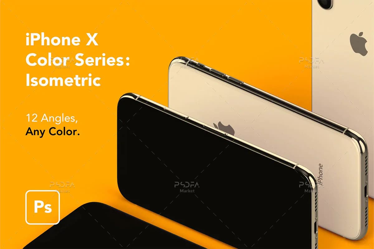 موکاپ آیفون ایکس ایزومتریک iPhone X