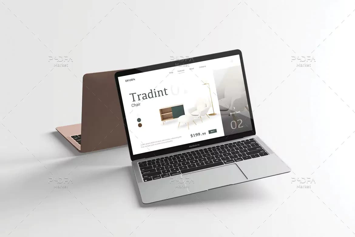 موکاپ لپ تاپ شناور و معلق — تصویر ۴