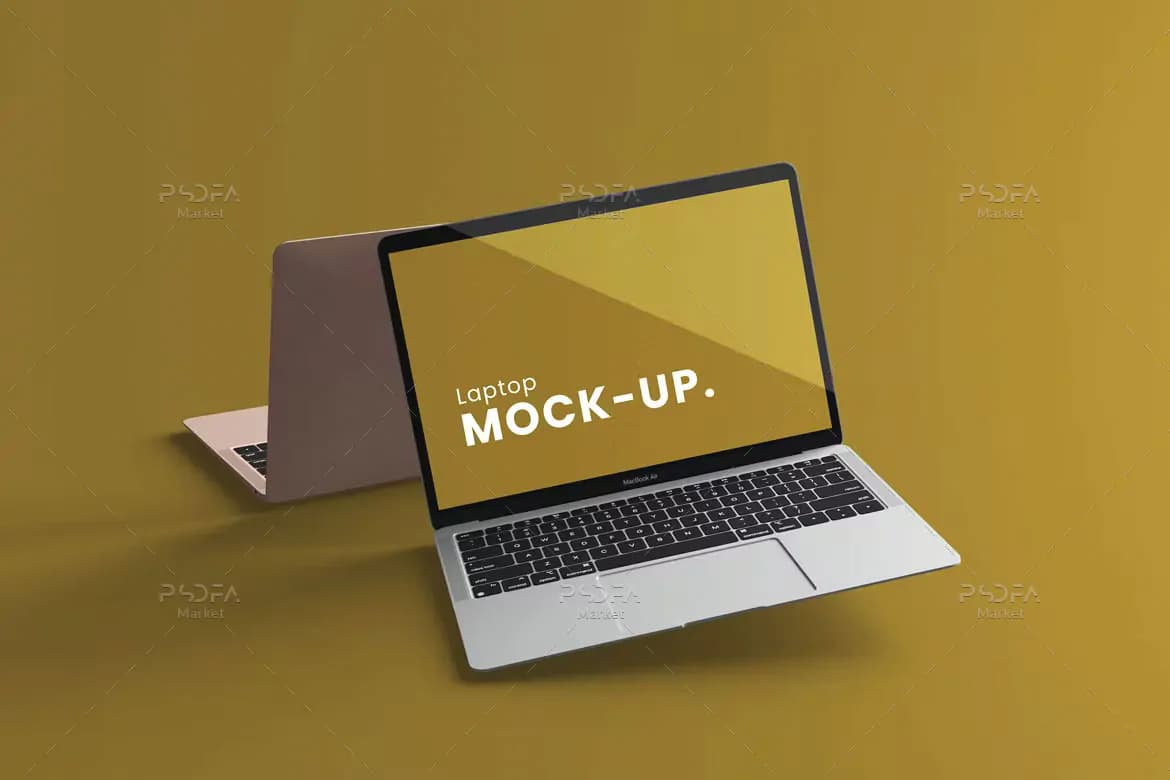 موکاپ لپ تاپ شناور و معلق — تصویر ۲