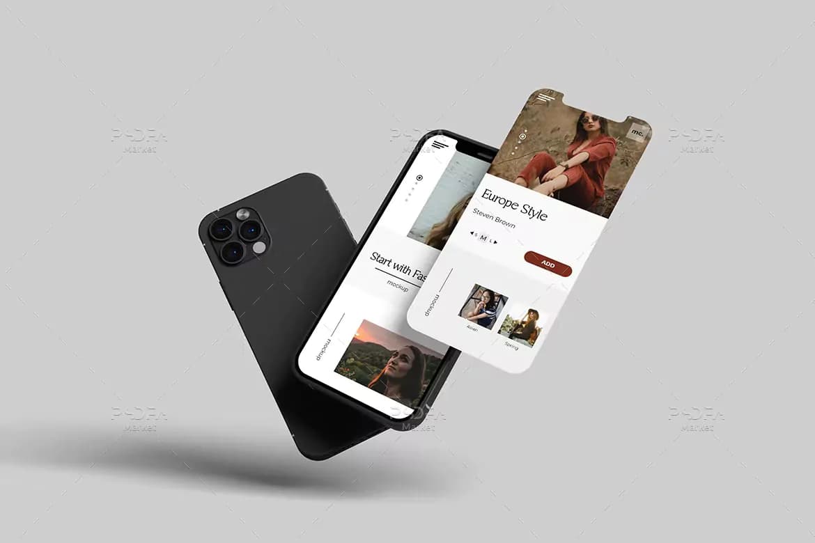 موکاپ اسمارت فون شناور و معلق — تصویر ۴