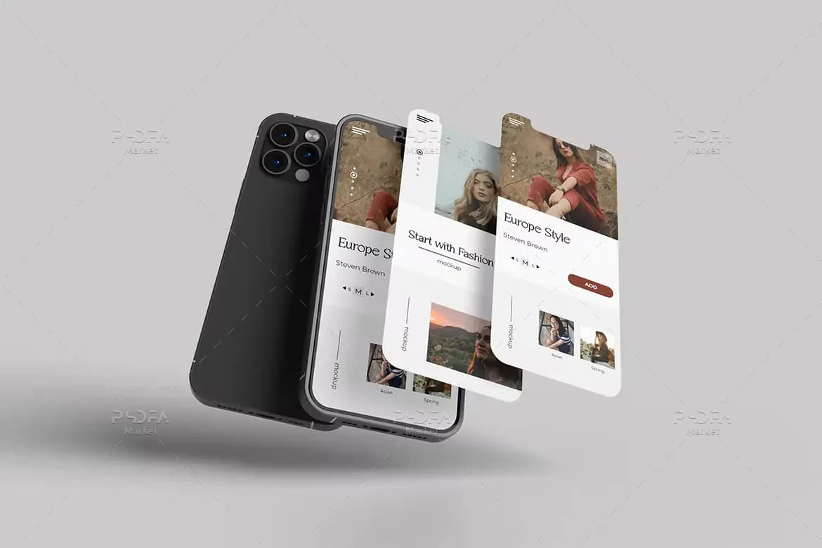 موکاپ اسمارت فون شناور و معلق — تصویر ۳