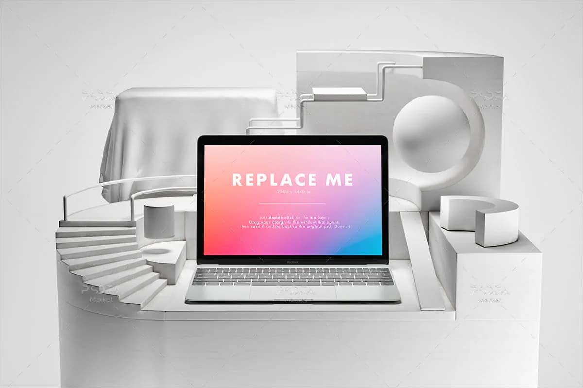 موکاپ مک بوک خلاقانه شیک و زیبا Macbook Creative Mockup — تصویر ۵