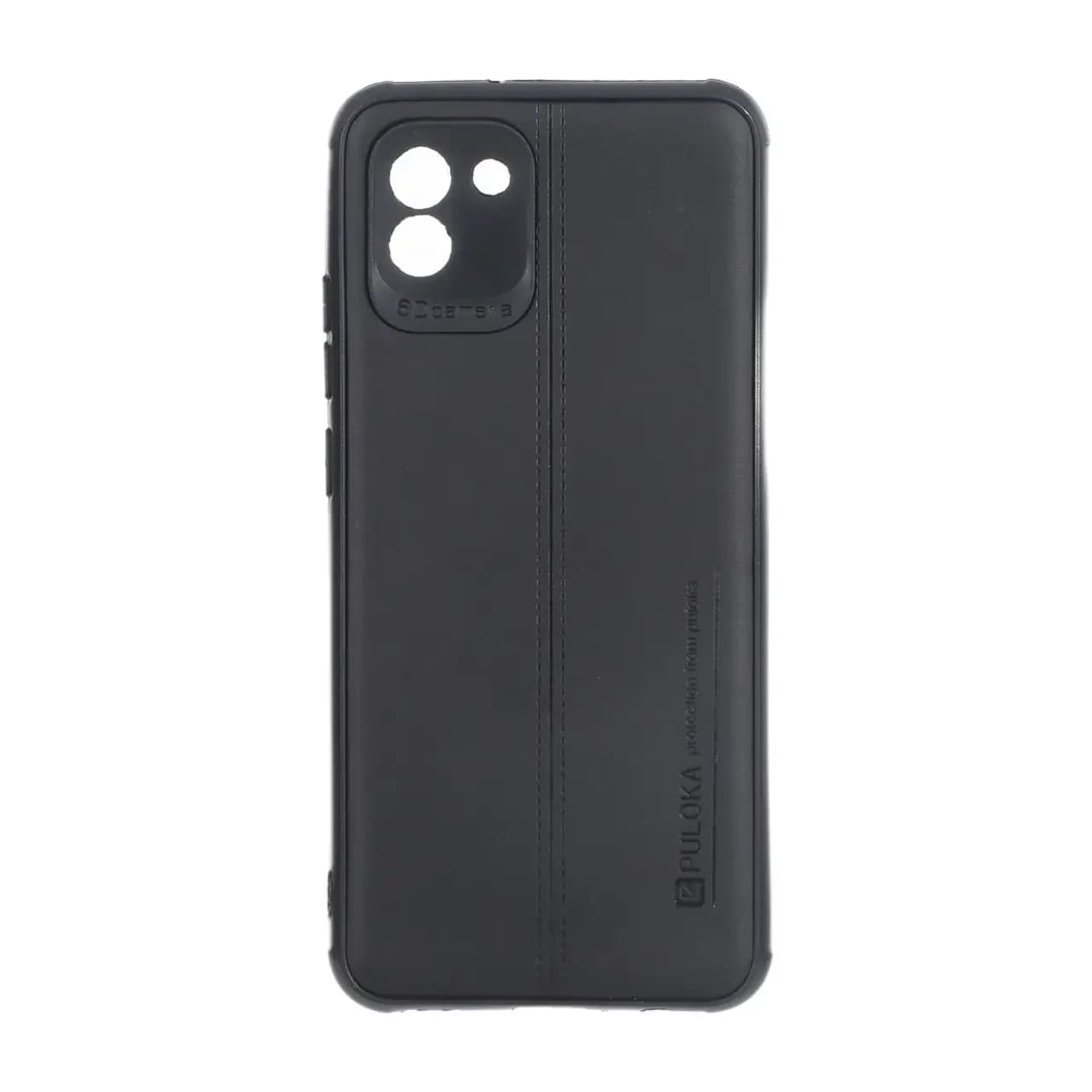 قاب Puloka طرح چرم دوخت دار محافظ لنزدار Samsung Galaxy A03