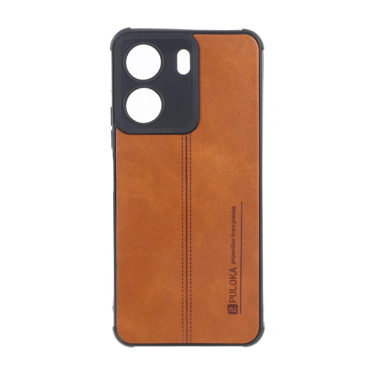 قاب Puloka طرح چرم دوخت دار محافظ لنزدار Xiaomi Redmi 13C / Poco C65 — تصویر ۳