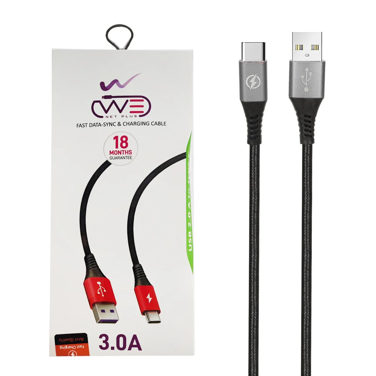 کابل شارژ فست We-net Plus Type-C مدل ETW 003 – مشکی خاکستری — تصویر ۳