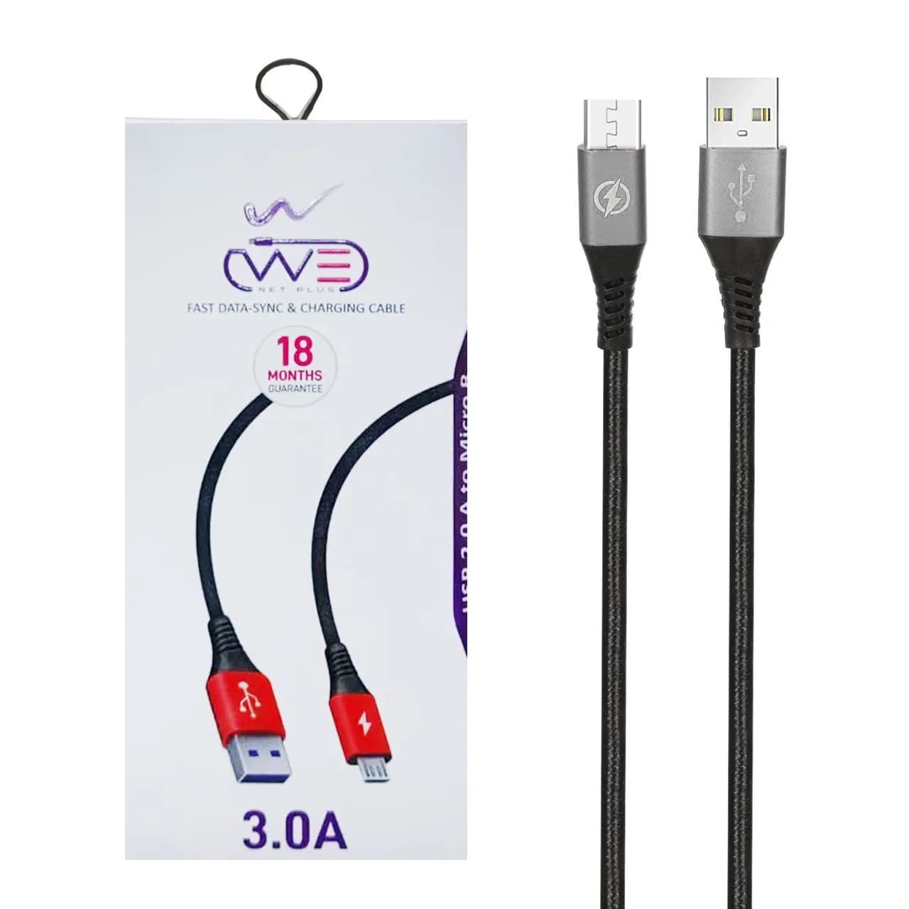 کابل شارژ فست اندروید We-net Plus مدل ETW 005 – مشکی خاکستری — تصویر ۳