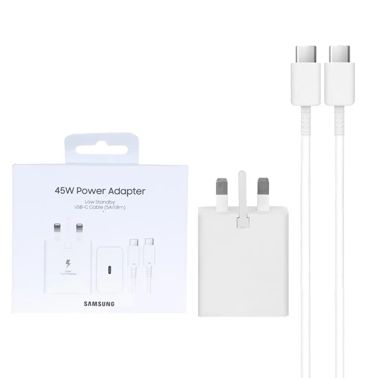 شارژر دیواری سه پین PD و فست تک پورت Samsung مدل EP-T4511 45W به همراه کابل شارژ Type-C To Type-C – مشکی – NZR (گارانتی 6 ماهه شرکتی) — تصویر ۳