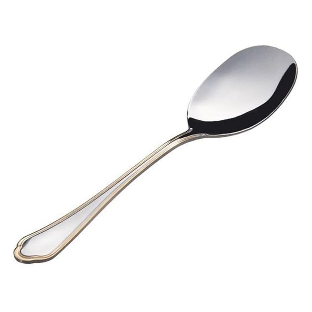 قاشق بستنی خوری ناب استیل ونیز دور طلا 6 عددی