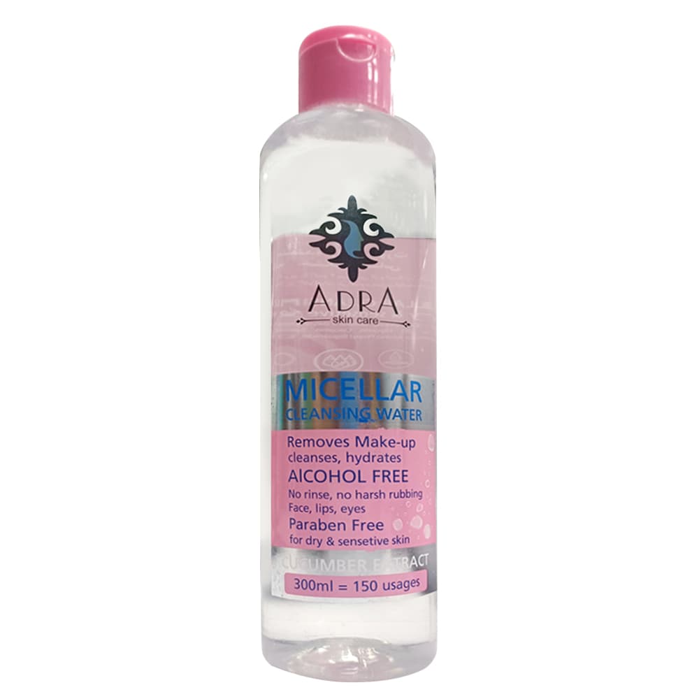 مراقبت پوست تونیک پاک کننده آرایش صورت ادرا مدل Micellar water حجم 300 میلی لیتر