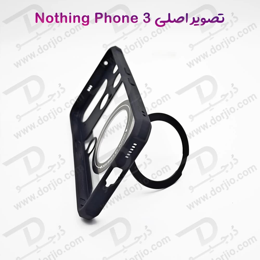 گارد شفاف رینگ استند 360 درجه مگ سیف Nothing Phone 3 مارک XUNDD سری Beatle Rotatable — تصویر ۳