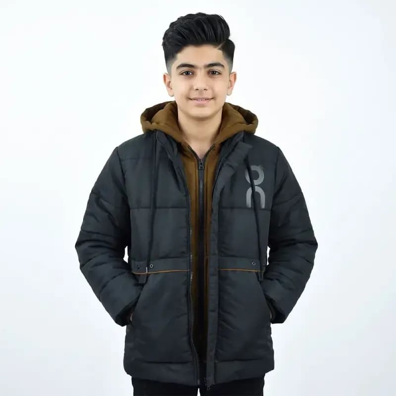 کاپشن پسرانه برزنتی مشکی آستردار