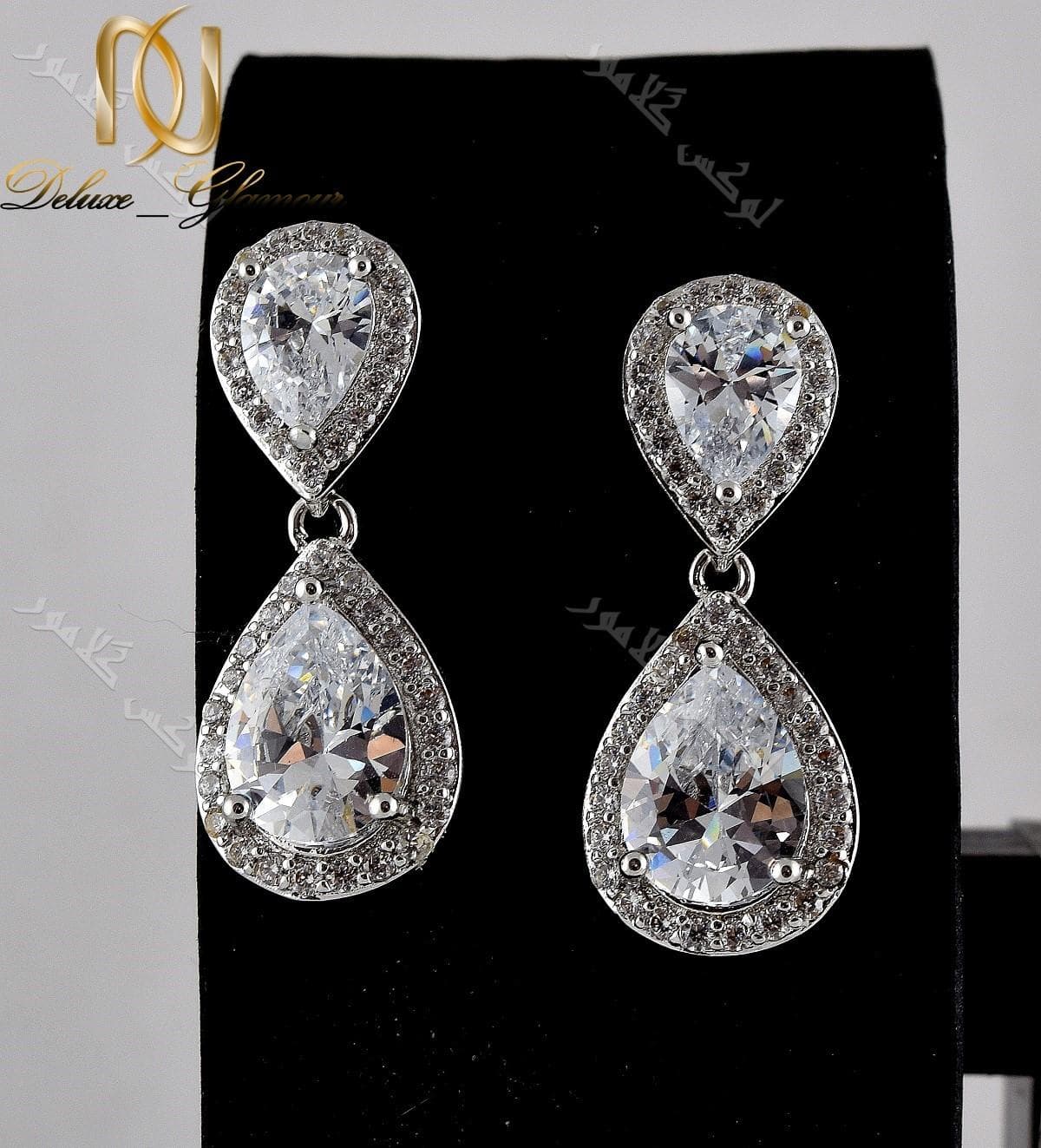 گوشواره زیبا دخترانه طرح جواهری کلیو با کریستال سواروفسکی Er-n148 — تصویر ۳
