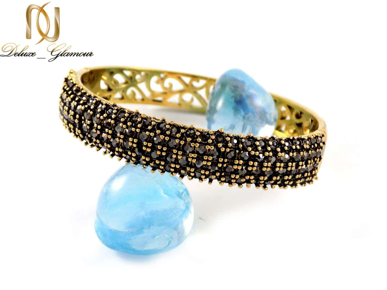 دستبند زنانه طرح طلای استیل نگین مارکازیت با قطر 57 میلی متری DS-N165